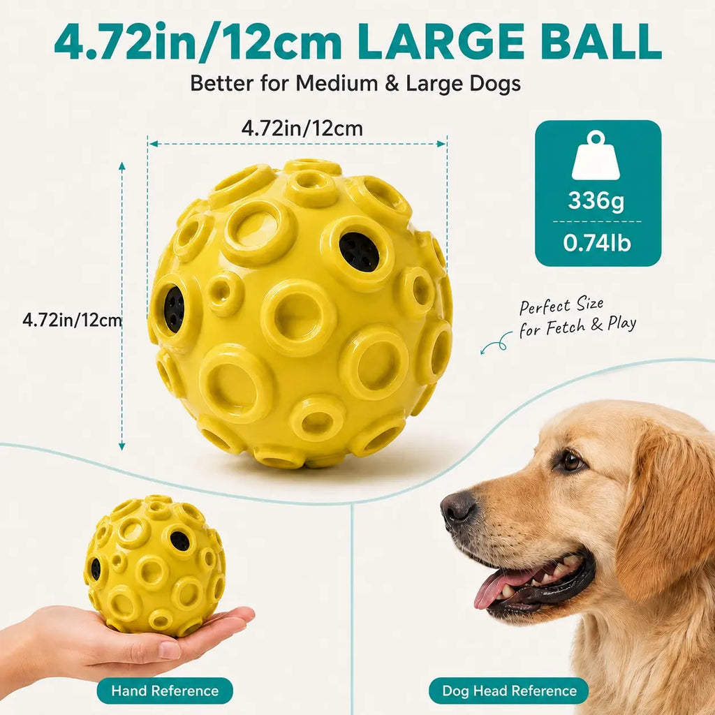 Dog Rolling Sound Ball, 4.72In Floating TPR Interactive Dog Toy for Medium & Large Dogs, Outdoor Fetch Ball for Chase, Water Play & Exercise