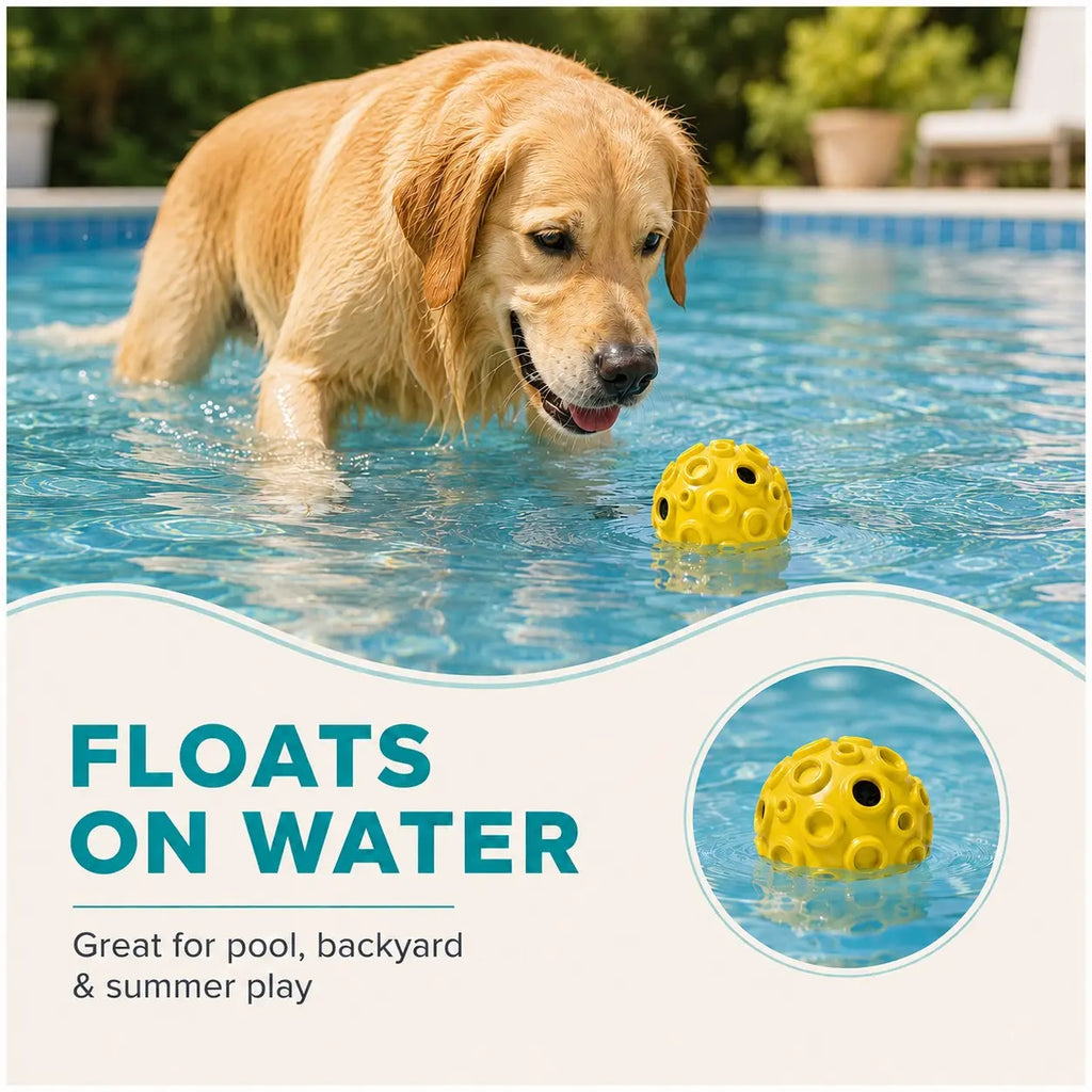 Dog Rolling Sound Ball, 4.72In Floating TPR Interactive Dog Toy for Medium & Large Dogs, Outdoor Fetch Ball for Chase, Water Play & Exercise