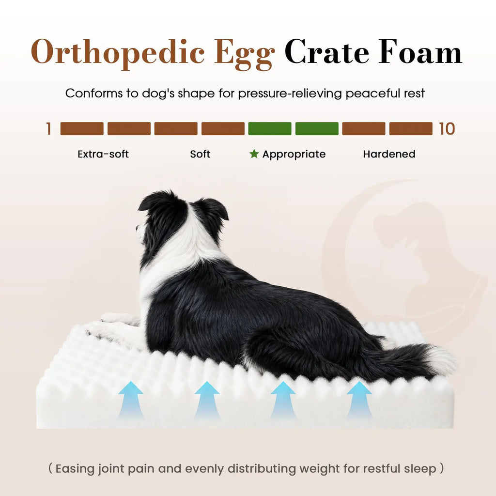 【Sohochic】 Cozila Modern Washable Orthopedic Dog Bed - Egg Crate Foam, Waterproof Liner, Non-Slip Bottom, All-Day Relief, Multi-Size, Weight Distribution for Medium & Large Dogs | Back to School, Camping Essentials