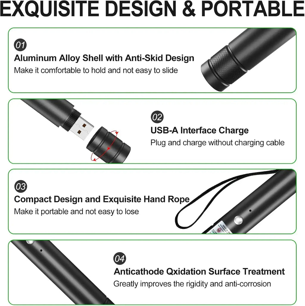 Rechargeable Green Laser Pointer/ Line Light Flashlight Long Distance Range for TV/LED/LCD Screens Flashlights Presentation, Laser Pointer Toy，Office / Outdoors / Cat/Astronomic / Construction Pet Supplies Cat Toy Petlovers