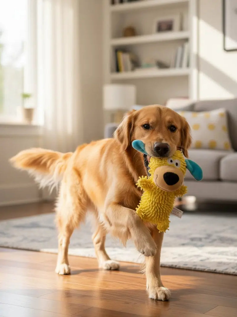 Squeaky Plush Dog Toy - Interactive, Cute Puppy-Shaped Chew Option for Small-Medium Dogs, Soft Plush for Fetch/Play and Teething