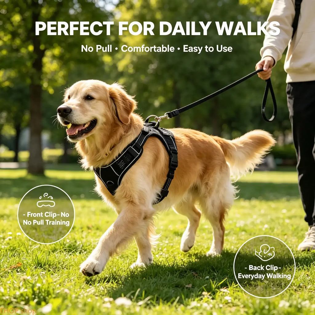 Unisex Heavy-Duty Nylon Dog Harness & Leash Set, Adjustable, Plain, Comfortable Chest Harness for Large Dogs, Durable Pet Outdoor Accessory for Daily Walks, Training